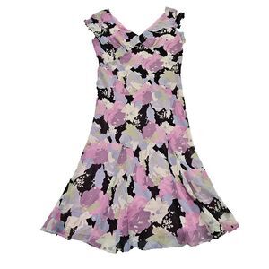 Ann Taylor Vintage Fairycore 100% Silk Flowy‎ Y2K 90's Whimsical Midi Dress Sz 2